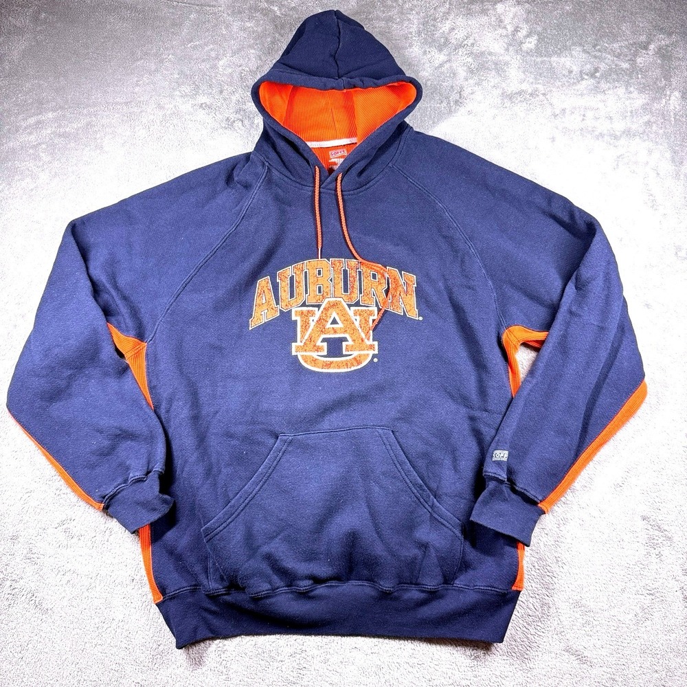 Soffe Auburn‎ Tigers Hoodie Men's 2XL Navy Orange Colorblock Embroidered NCAA